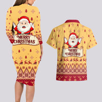 New Jersey Christmas Couples Matching Long Sleeve Bodycon Dress and Hawaiian Shirt Cheerful Santa Claus Xmas Pattern - Wonder Print Shop