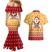 New Jersey Christmas Couples Matching Mermaid Dress and Hawaiian Shirt Cheerful Santa Claus Xmas Pattern - Wonder Print Shop