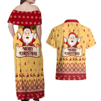New Jersey Christmas Couples Matching Off Shoulder Maxi Dress and Hawaiian Shirt Cheerful Santa Claus Xmas Pattern - Wonder Print Shop