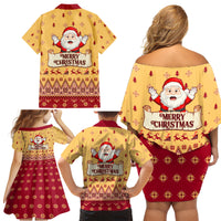 New Jersey Christmas Family Matching Off Shoulder Short Dress and Hawaiian Shirt Cheerful Santa Claus Xmas Pattern - Wonder Print Shop
