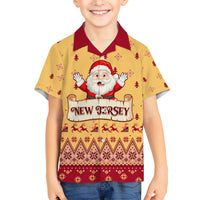 New Jersey Christmas Family Matching Short Sleeve Bodycon Dress and Hawaiian Shirt Cheerful Santa Claus Xmas Pattern - Wonder Print Shop