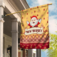 New Jersey Christmas Garden Flag Cheerful Santa Claus Xmas Pattern - Wonder Print Shop