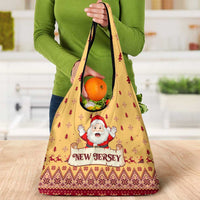 New Jersey Christmas Grocery Bag Cheerful Santa Claus Xmas Pattern