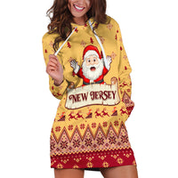 New Jersey Christmas Hoodie Dress Cheerful Santa Claus Xmas Pattern - Wonder Print Shop