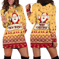 New Jersey Christmas Hoodie Dress Cheerful Santa Claus Xmas Pattern - Wonder Print Shop