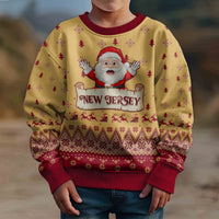 New Jersey Christmas Kid Ugly Christmas Sweater Cheerful Santa Claus Xmas Pattern - Wonder Print Shop