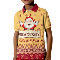 New Jersey Christmas Kid Polo Shirt Cheerful Santa Claus Xmas Pattern - Wonder Print Shop