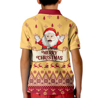 New Jersey Christmas Kid Polo Shirt Cheerful Santa Claus Xmas Pattern - Wonder Print Shop