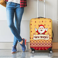 New Jersey Christmas Luggage Cover Cheerful Santa Claus Xmas Pattern - Wonder Print Shop