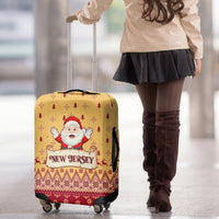 New Jersey Christmas Luggage Cover Cheerful Santa Claus Xmas Pattern - Wonder Print Shop