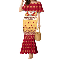 New Jersey Christmas Mermaid Dress Cheerful Santa Claus Xmas Pattern - Wonder Print Shop