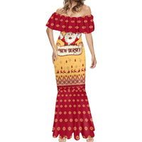 New Jersey Christmas Mermaid Dress Cheerful Santa Claus Xmas Pattern - Wonder Print Shop
