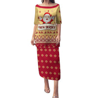 New Jersey Christmas Puletasi Cheerful Santa Claus Xmas Pattern - Wonder Print Shop