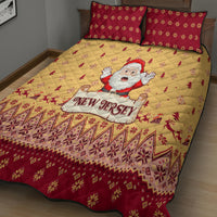 New Jersey Christmas Quilt Bed Set Cheerful Santa Claus Xmas Pattern - Wonder Print Shop