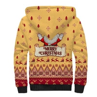 New Jersey Christmas Sherpa Hoodie Cheerful Santa Claus Xmas Pattern - Wonder Print Shop
