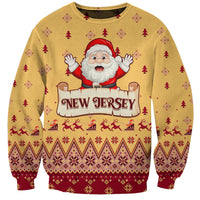 New Jersey Christmas Sweatshirt Cheerful Santa Claus Xmas Pattern - Wonder Print Shop