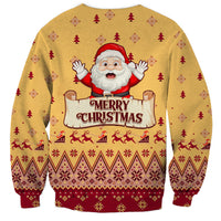 New Jersey Christmas Sweatshirt Cheerful Santa Claus Xmas Pattern - Wonder Print Shop