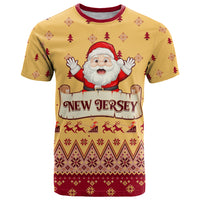 New Jersey Christmas T Shirt Cheerful Santa Claus Xmas Pattern - Wonder Print Shop