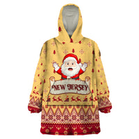 New Jersey Christmas Wearable Blanket Hoodie Cheerful Santa Claus Xmas Pattern - Wonder Print Shop