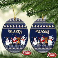 Alaska Christmas Ceramic Ornament Santa Claus With Snowman Reindeer Penguin - Wonder Print Shop