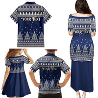Custom Alaska Christmas Family Matching Puletasi Dress and Hawaiian Shirt Santa Claus With Snowman Reindeer Penguin - Wonder Print Shop