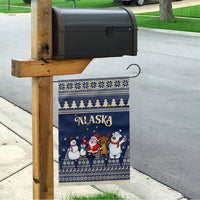 Custom Alaska Christmas Garden Flag Santa Claus With Snowman Reindeer Penguin - Wonder Print Shop