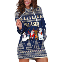 Custom Alaska Christmas Hoodie Dress Santa Claus With Snowman Reindeer Penguin - Wonder Print Shop