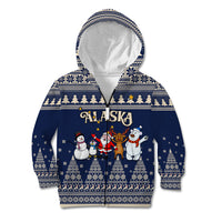 Custom Alaska Christmas Kid Hoodie Santa Claus With Snowman Reindeer Penguin - Wonder Print Shop