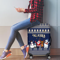 Custom Alaska Christmas Luggage Cover Santa Claus With Snowman Reindeer Penguin - Wonder Print Shop