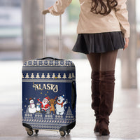 Custom Alaska Christmas Luggage Cover Santa Claus With Snowman Reindeer Penguin - Wonder Print Shop