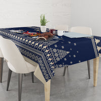 Custom Alaska Christmas Tablecloth Santa Claus With Snowman Reindeer Penguin - Wonder Print Shop
