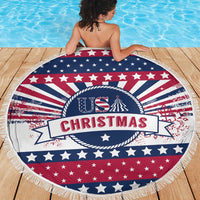 USA Christmas Beach Blanket The Stars and Stripes Xmas Style - Wonder Print Shop
