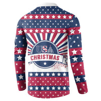 USA Christmas Button Sweatshirt The Stars and Stripes Xmas Style - Wonder Print Shop