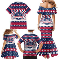 USA Christmas Family Matching Mermaid Dress and Hawaiian Shirt The Stars and Stripes Xmas Style - Wonder Print Shop