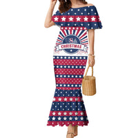 USA Christmas Family Matching Mermaid Dress and Hawaiian Shirt The Stars and Stripes Xmas Style - Wonder Print Shop