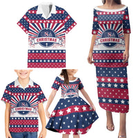USA Christmas Family Matching Puletasi and Hawaiian Shirt The Stars and Stripes Xmas Style - Wonder Print Shop