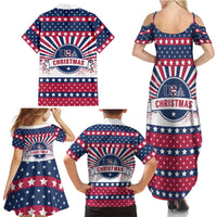 USA Christmas Family Matching Summer Maxi Dress and Hawaiian Shirt The Stars and Stripes Xmas Style - Wonder Print Shop