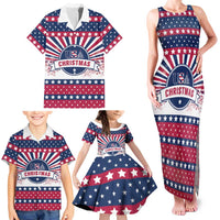 USA Christmas Family Matching Tank Maxi Dress and Hawaiian Shirt The Stars and Stripes Xmas Style - Wonder Print Shop