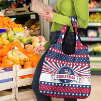 USA Christmas Grocery Bag The Stars and Stripes Xmas Style
