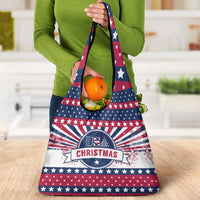 USA Christmas Grocery Bag The Stars and Stripes Xmas Style