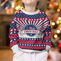 USA Christmas Kid Ugly Christmas Sweater The Stars and Stripes Xmas Style - Wonder Print Shop
