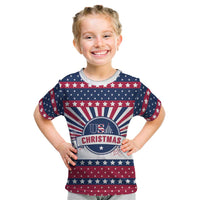 USA Christmas Kid T Shirt The Stars and Stripes Xmas Style - Wonder Print Shop