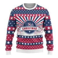 USA Christmas Ugly Christmas Sweater The Stars and Stripes Xmas Style - Wonder Print Shop