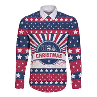 USA Christmas Long Sleeve Button Shirt The Stars and Stripes Xmas Style - Wonder Print Shop