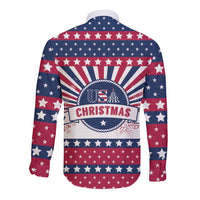USA Christmas Long Sleeve Button Shirt The Stars and Stripes Xmas Style - Wonder Print Shop