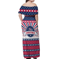 USA Christmas Off Shoulder Maxi Dress The Stars and Stripes Xmas Style - Wonder Print Shop