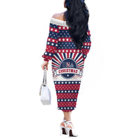 USA Christmas Off The Shoulder Long Sleeve Dress The Stars and Stripes Xmas Style - Wonder Print Shop