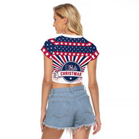 USA Christmas Raglan Cropped T Shirt The Stars and Stripes Xmas Style - Wonder Print Shop