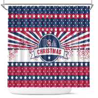 USA Christmas Shower Curtain The Stars and Stripes Xmas Style