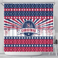 USA Christmas Shower Curtain The Stars and Stripes Xmas Style